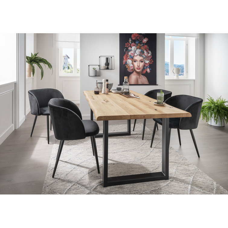 Gray solid deals wood dining table